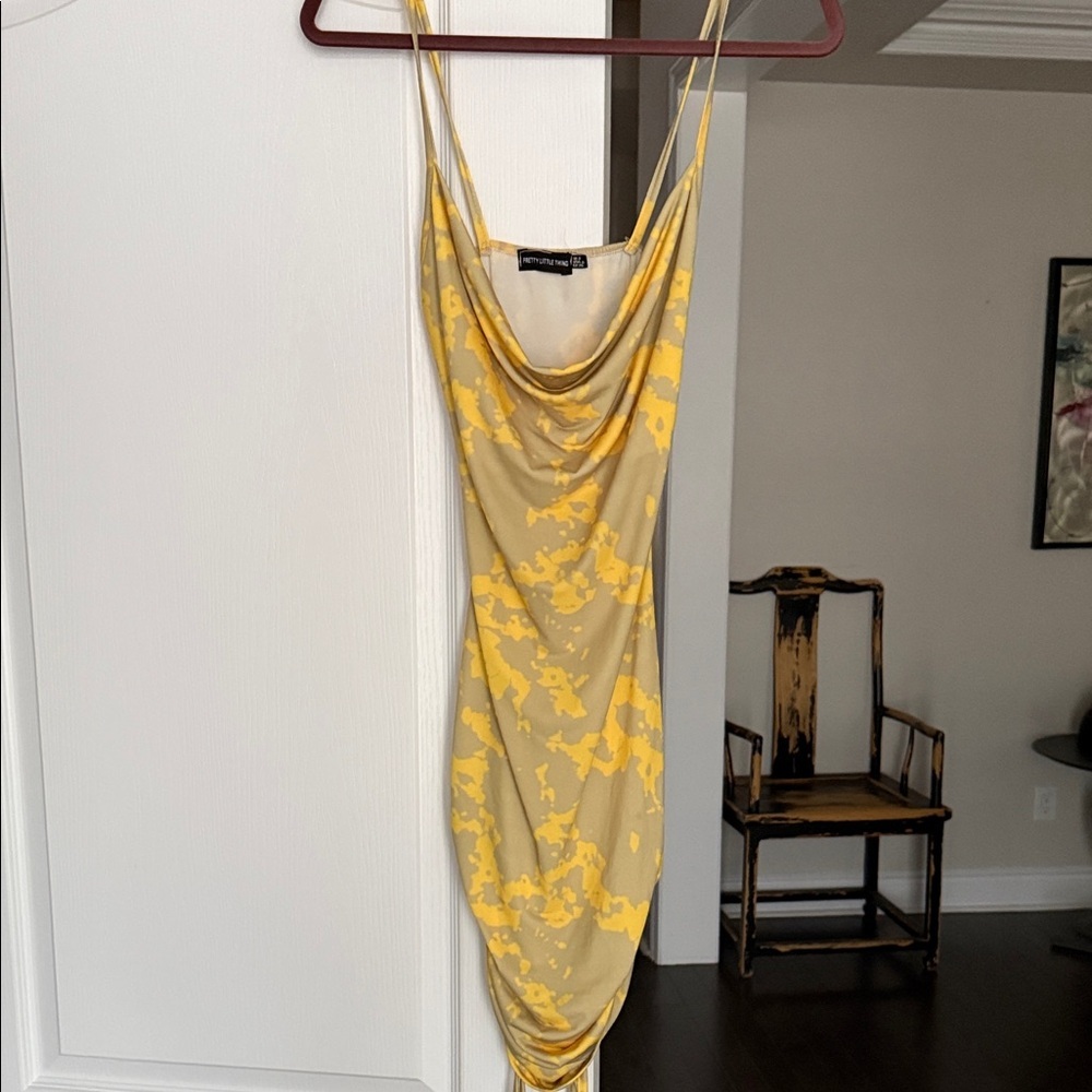 PrettyLittleThing Yellow and Tan Dress